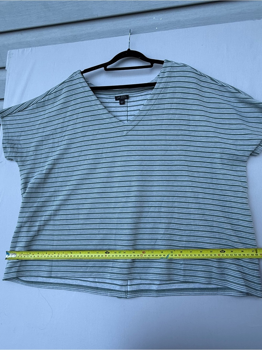 J.Jill Striped V-Neck Tee - Light Sage/White - Picture 5 of 6